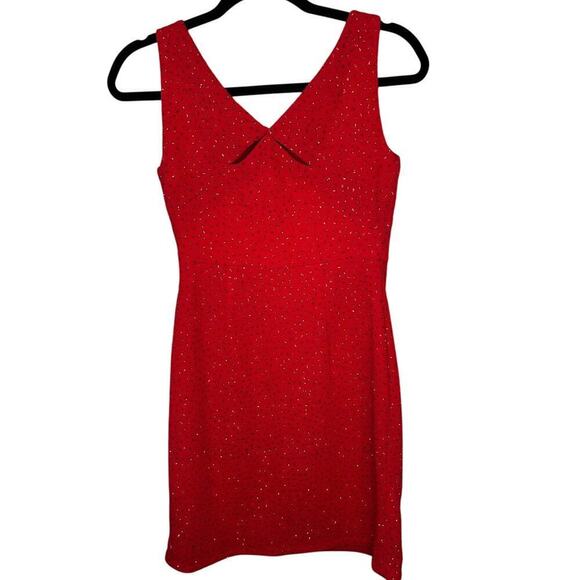 David Warren Petites Beautiful Red Sparkle Sleeveless Minin Dress Size 2P - Picture 2 of 7